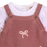 Sweet Bow Embroidered Sweater Knit Baby Jumpsuit